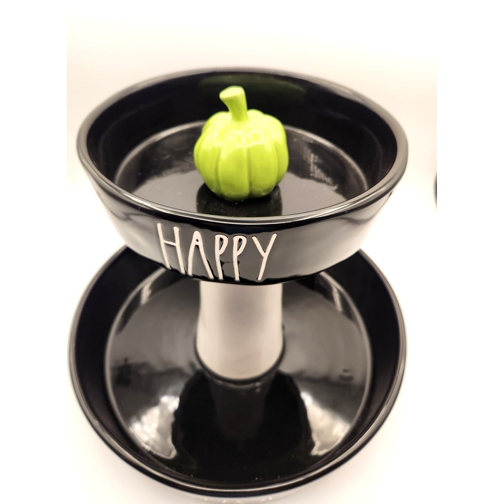 Rae Dunn Happy Halloween Ceramic Two tiered Candy Fruit Stand Hard to Find READ - Picture 2 of 5